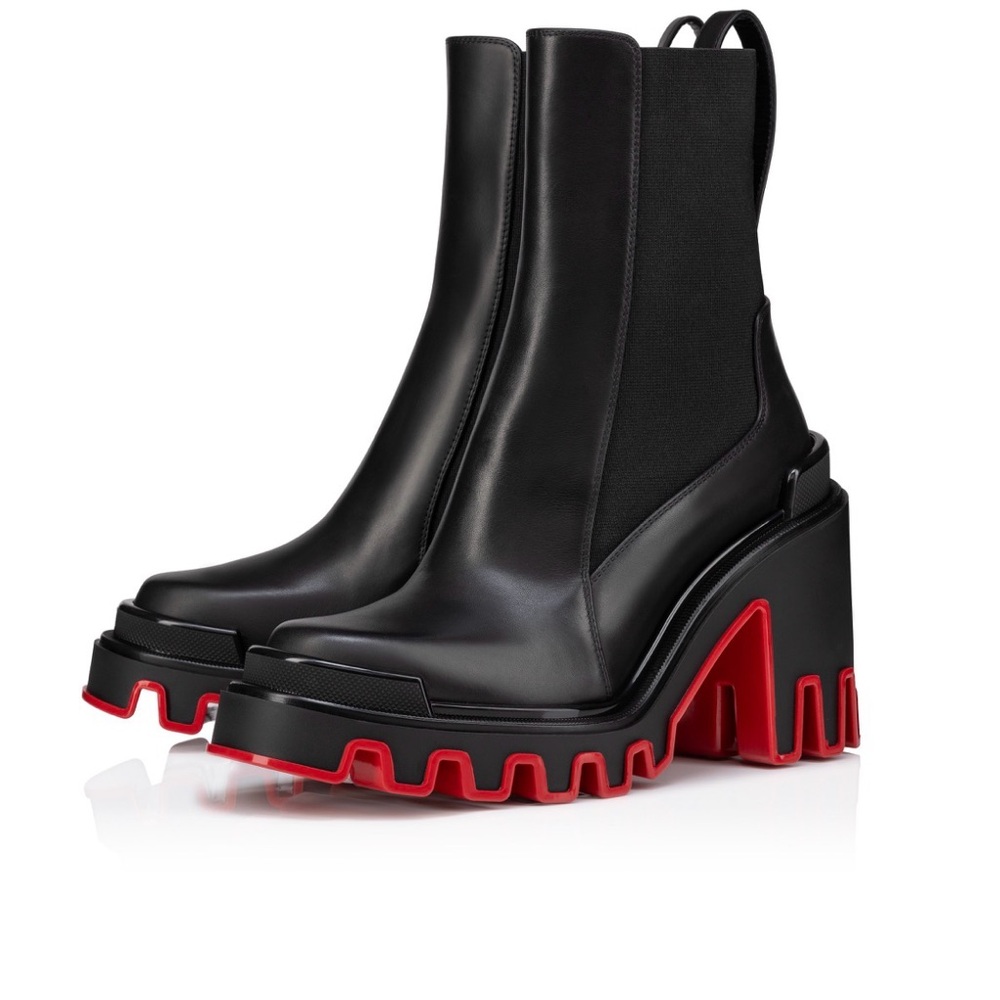Christian Louboutin Black and Red Heeled Boots